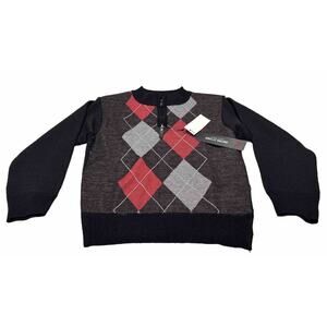 Swiss Cross New York Kids Small Polyester Sweater 1/4 Zip Pullover Black Stitch